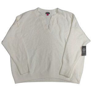 Vince Camuto Women's White V-Neck Oversized Pullover Sweater Size XL